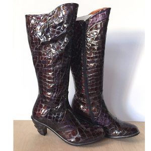 NIB Eject Brand Patent Leather Crocodile Boots 39/8.5